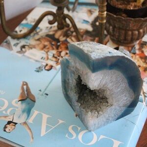 Blue Agate Geode Bookend